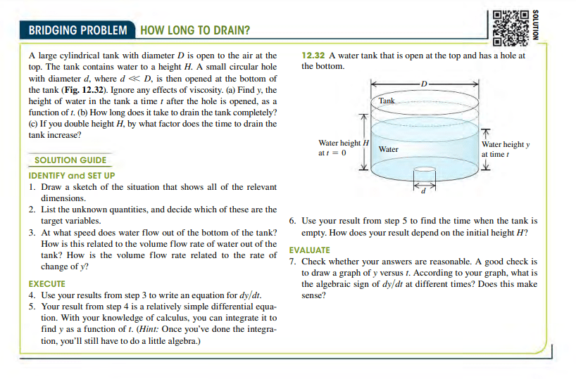 Solved BRIDGING PROBLEM HOW LONG TO DRAIN? SOLUTION 12.32 A
