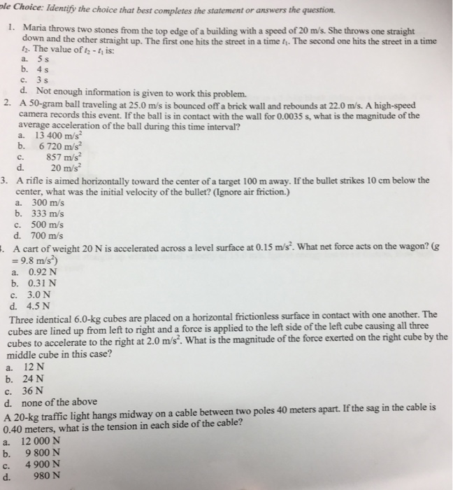 Solved Maria throws two stones from the top edge of a