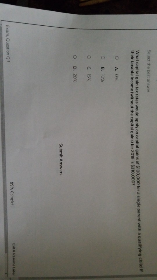 Solved Select The Best Answer Ld If What Capital Gain Tax...
