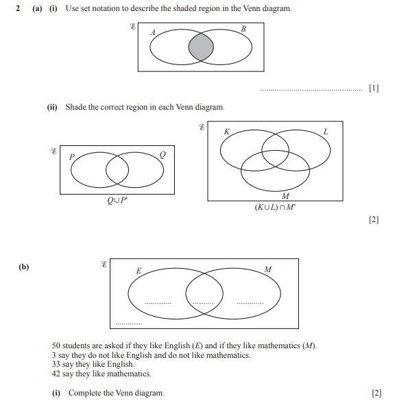 Solved (a) (i) Use set notation to describe the shaded