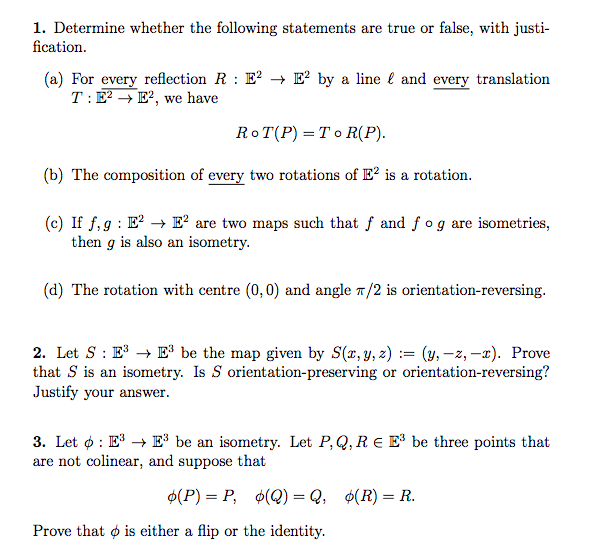 Solved 1. Determine Whether The Following Statements Are | Chegg.com