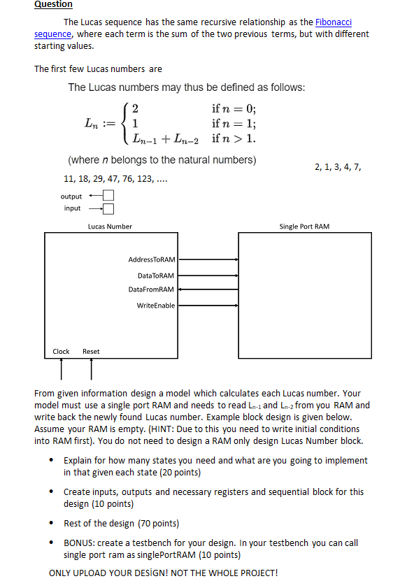 Solved Question The Lucas sequence has the same recursive