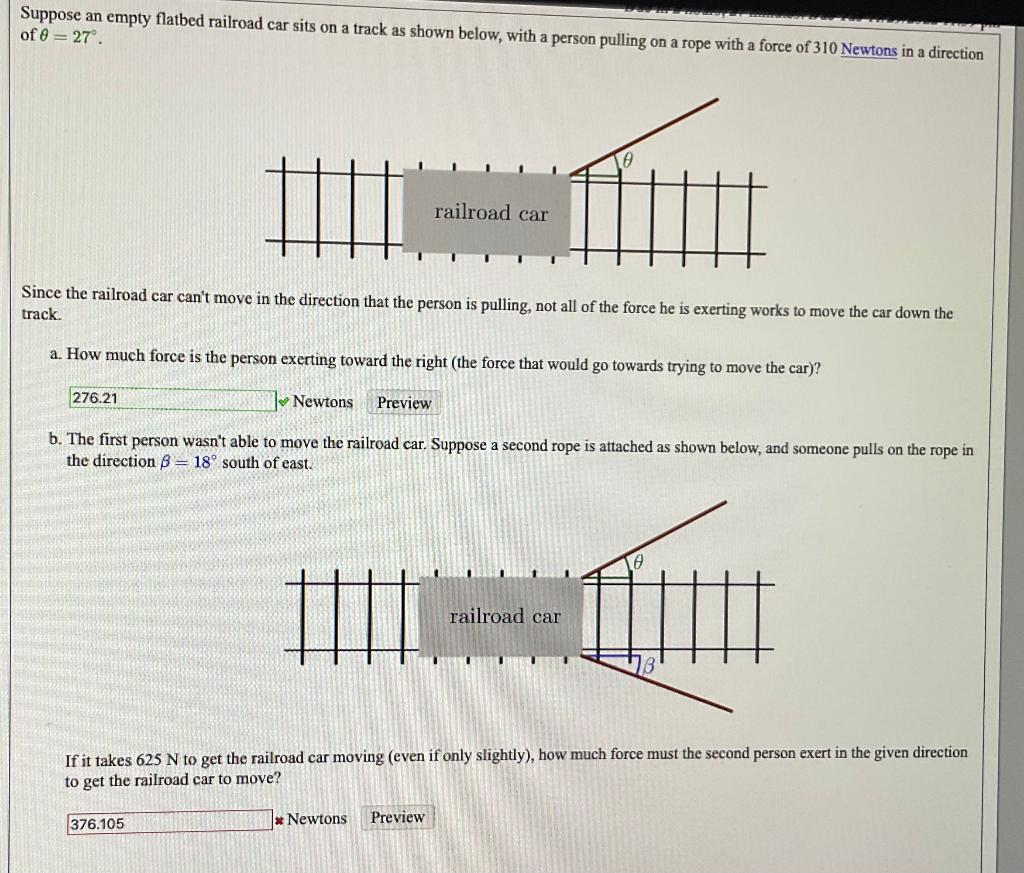 Solved Suppose an empty flatbed railroad car sits on a track
