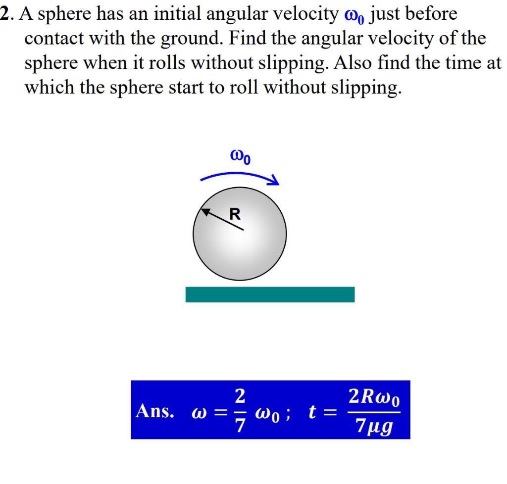 Solved 2. A sphere has an initial angular velocity o just