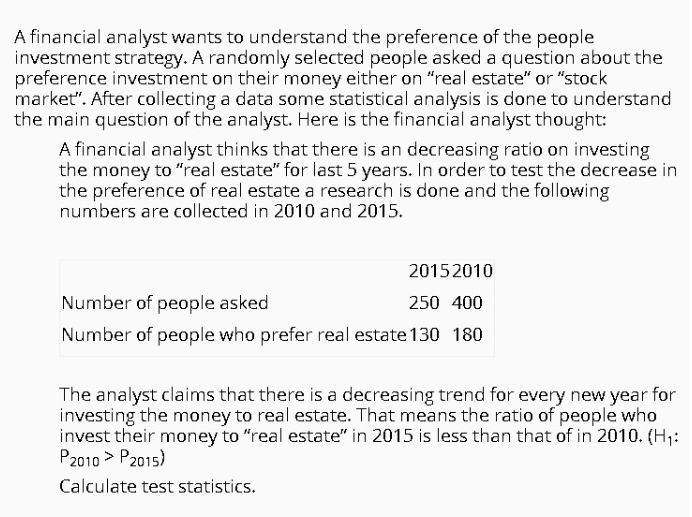 Solved A financial analyst wants to understand the | Chegg.com