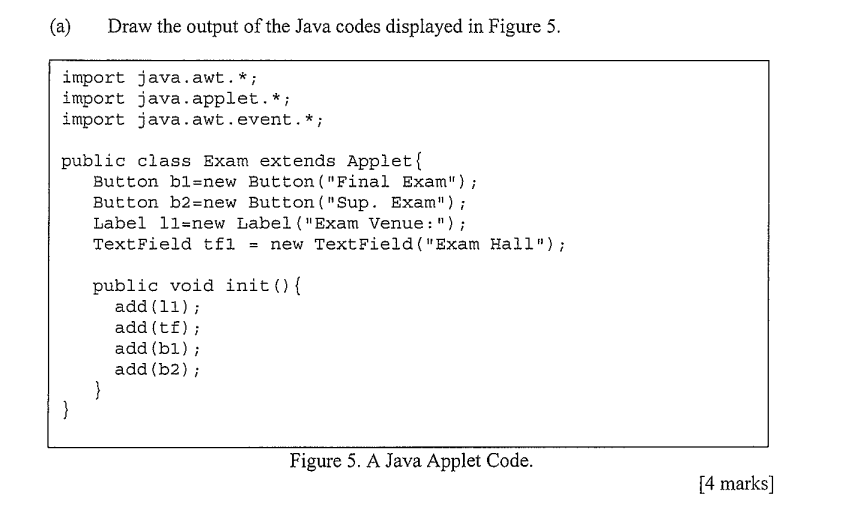 Solved (a) Draw the output of the Java codes displayed in