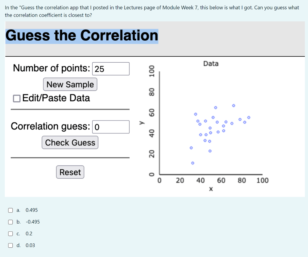 Solved In the "Guess the correlation app that I posted in
