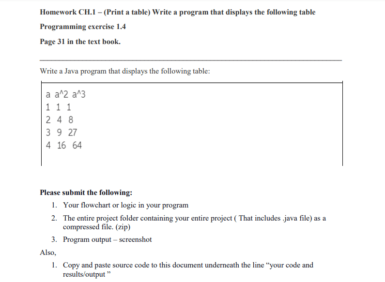 Solved Homework CH.1 (Print a table) Write a program that