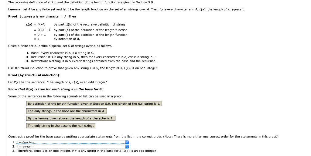 The recursive definition of string and the definition
