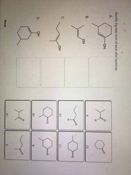 Solved dentify the keto form of each enol tautomer он C2 C.