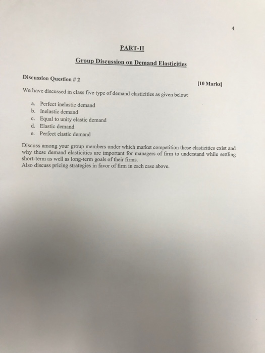 Solved PARTII Group Discussion On Demand Elasticities Di