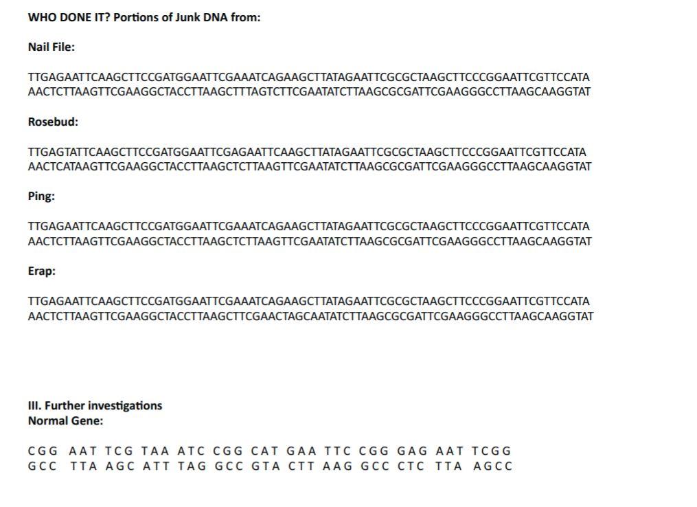 Solved II. USING DNA FINGERPRINTING IN FORENSIC SCIENCE: | Chegg.com