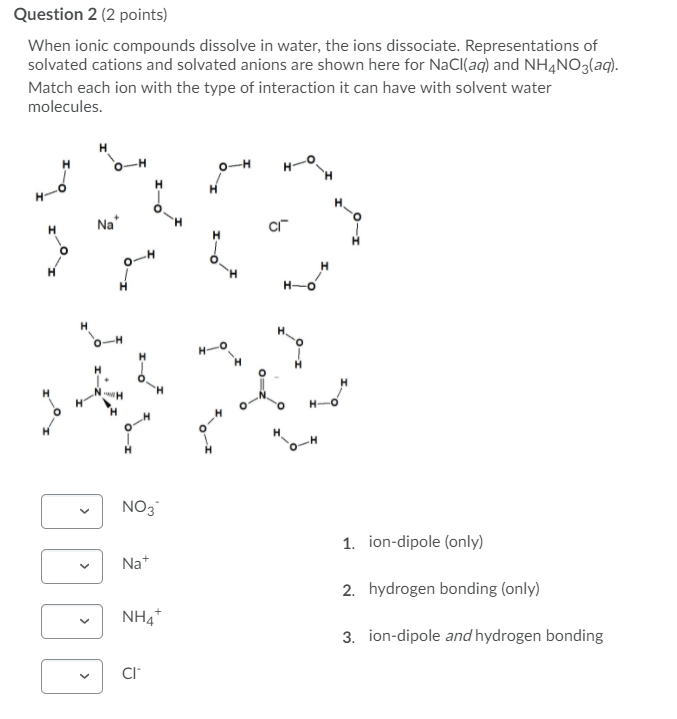 Solved Question 2 (2 points) When ionic compounds dissolve