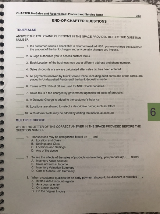 CHAPTER 6 Sales And Receivables Product And Servi