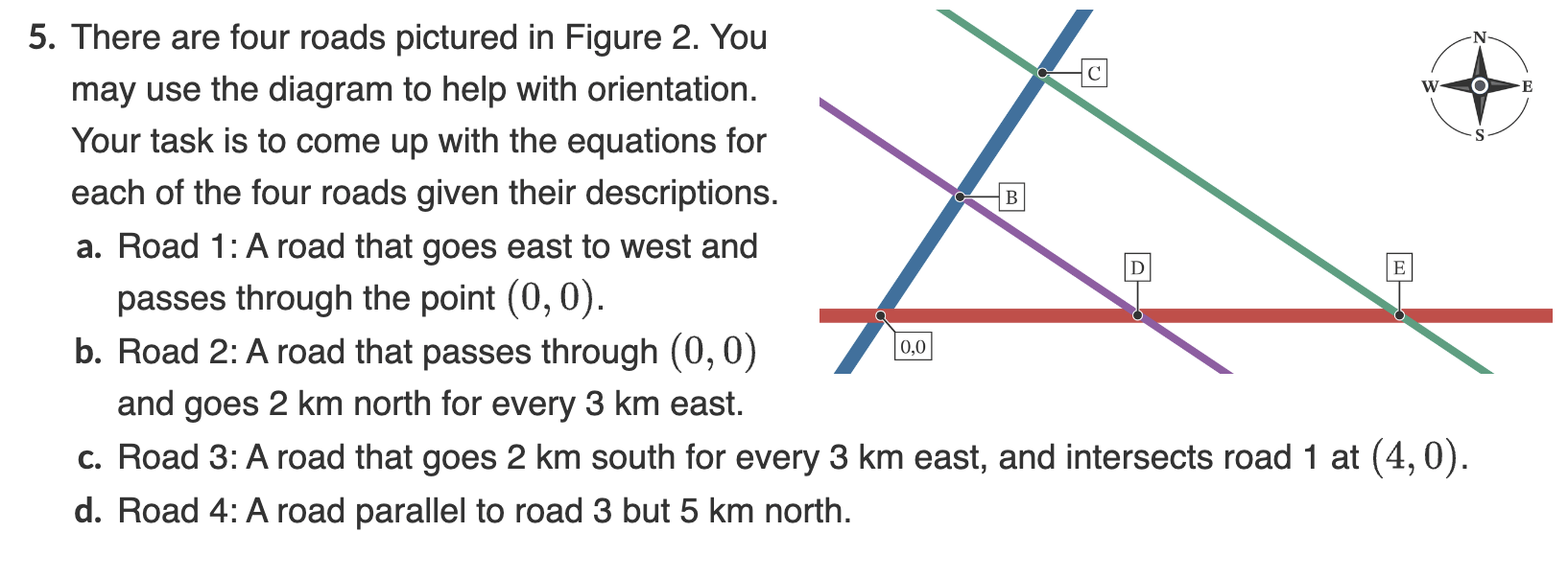 Solved 5. There are four roads pictured in Figure 2. You may | Chegg.com