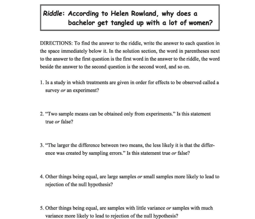 Solved Riddle: According to Helen Rowland, why does a | Chegg.com