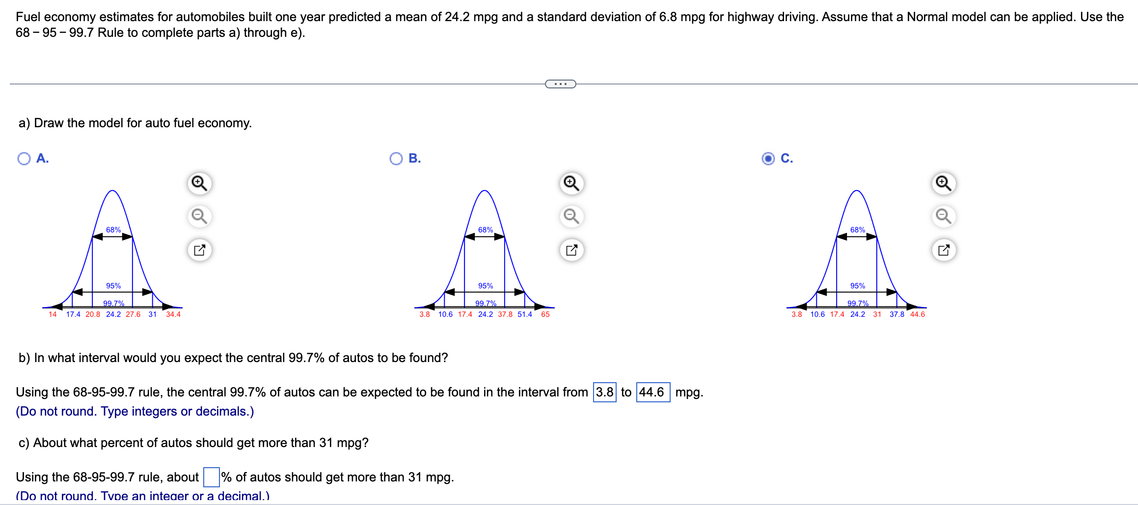 Solved 68 - 95 - 99.7 Rule to complete parts a) through e). | Chegg.com