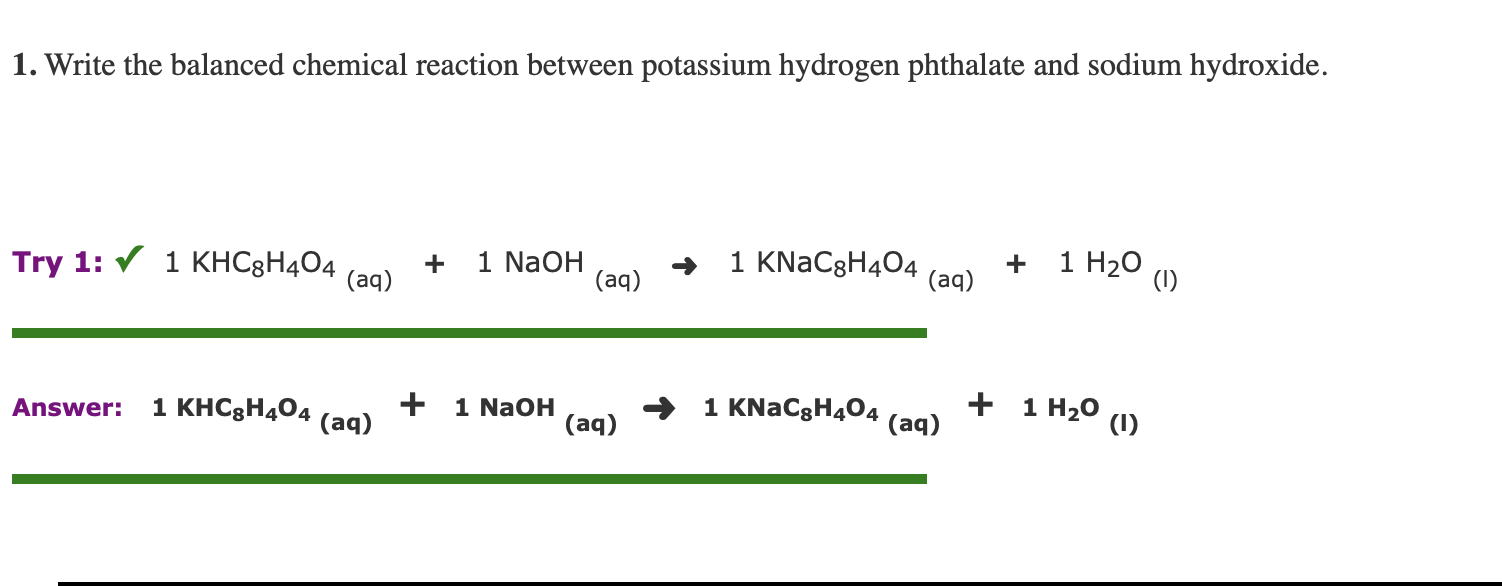 Solved 1. Write the balanced chemical reaction between
