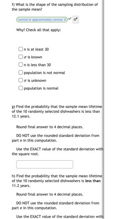 Solved A dishwasher has a mean lifetime of 12 years with an | Chegg.com