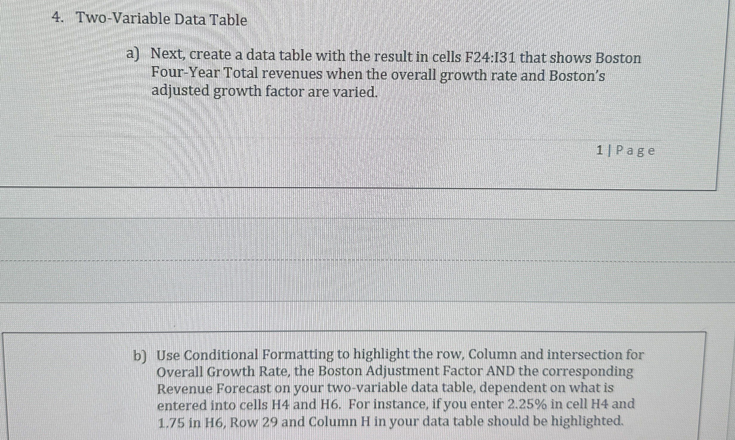TwoVariable Data Tablea) ﻿Next, create a data table