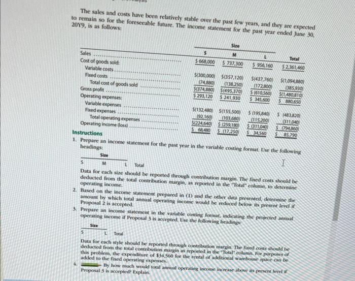 PR 215A Segment variable costing statement
