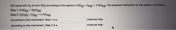 Solved NO Reacts With O2 To Form NO2 According To The Rea...