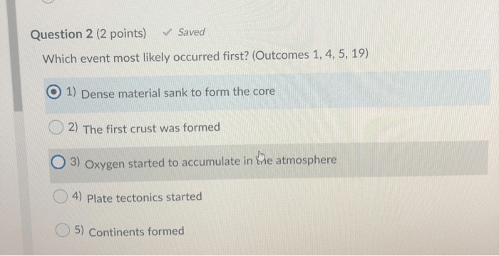 Solved Question 2 (2 Points) Saved Which Event Most Likely | Chegg.com