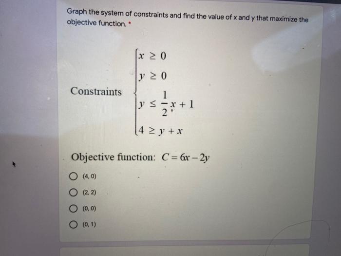 Solved Graph The System Of Constraints And Find The Value Of | Chegg.com