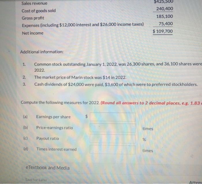 Solved Here is the statement for Marin Inc. MARIN