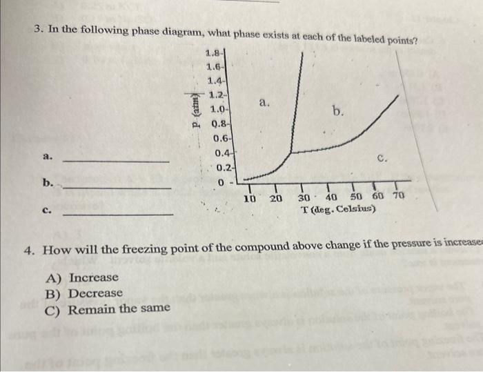 Solved 3. In the following phase diagram, what phase exists | Chegg.com