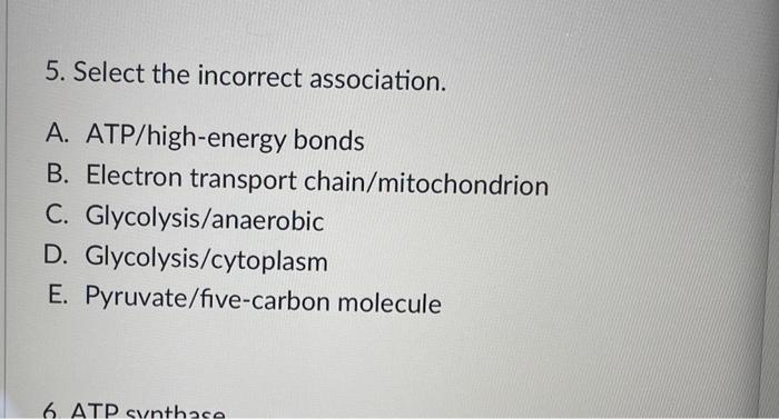 Solved 5. Select The Incorrect Association. A. | Chegg.com