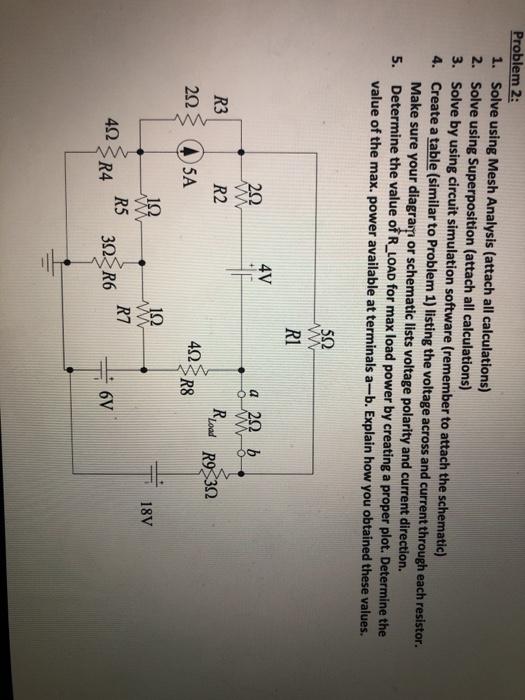 Solved Problem 2 1. Solve Using Mesh Analysis (attach Al...