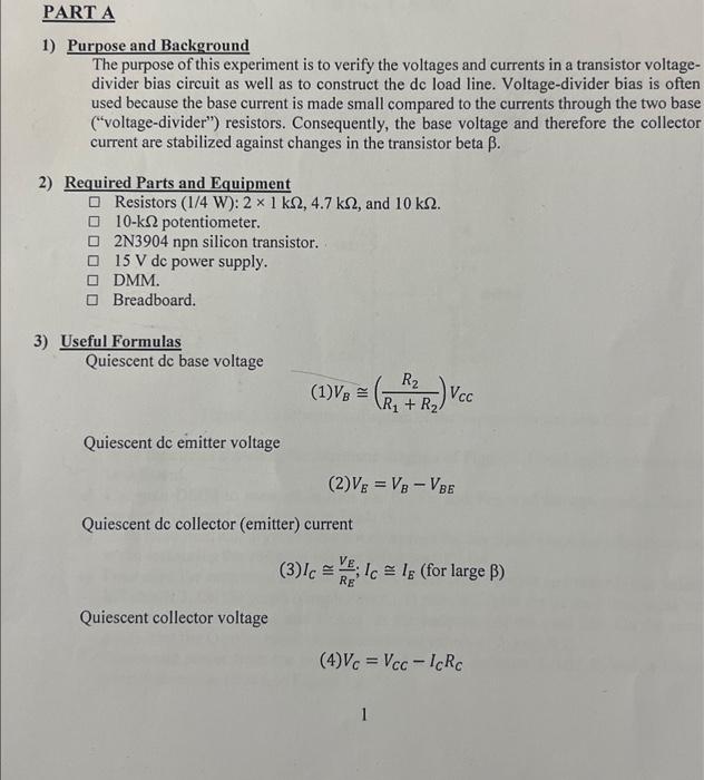 Solved Electronic circuits Lab BJT Transistor voltage