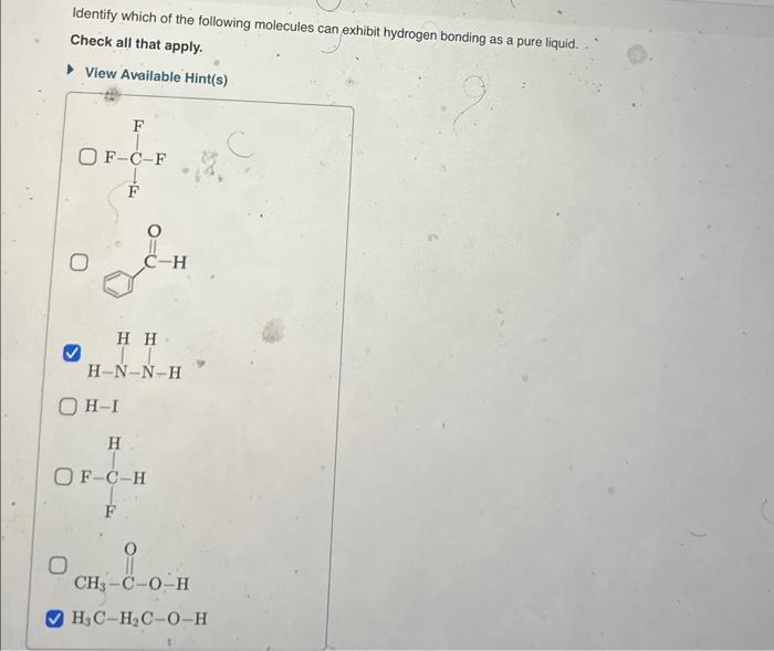 Solved Identify which of the following molecules can exhibit