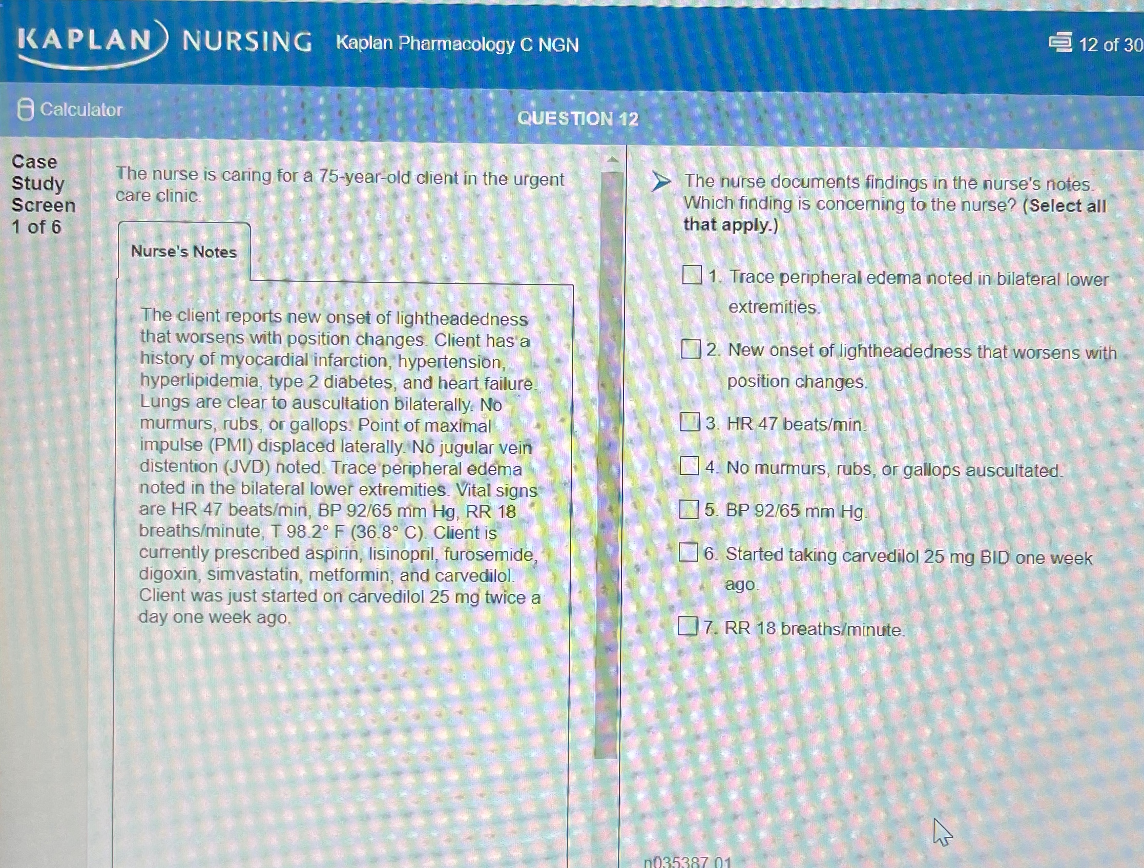 Solved KAPLAN NURSINGKaplan Pharmacology C NGN12 ﻿of