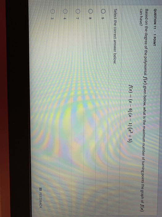 Solved QUESTION 11.1 POINT Based On The Degree Of The Pol...