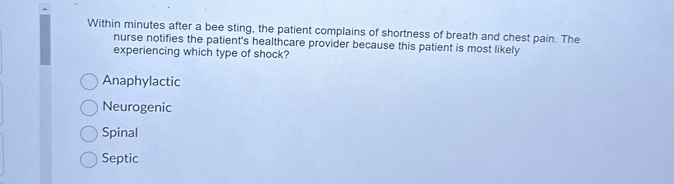 Solved Within minutes after a bee sting, the patient
