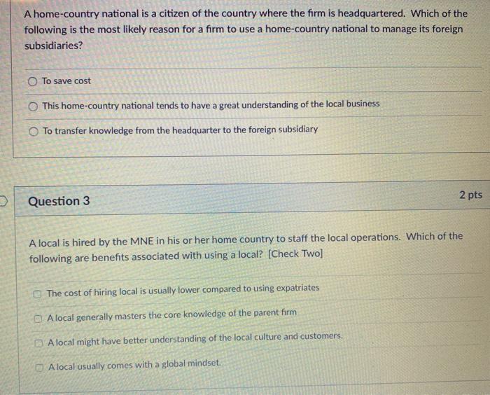 Solved A homecountry national is a citizen of the country