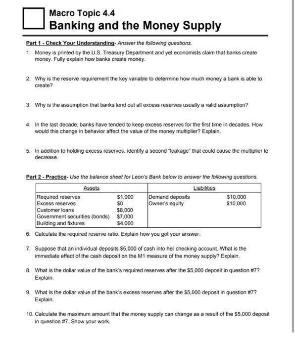 Macro Topic 4.4 Banking and the Money Supply Part 3