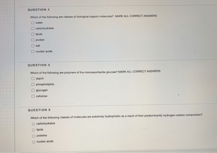 QUESTION 4 Which of the following are classes of