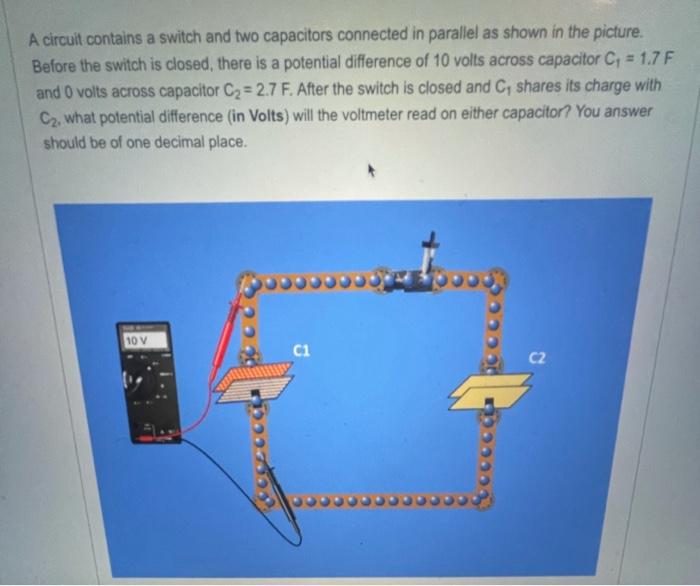 Solved A circuit contains a switch and two capacitors | Chegg.com