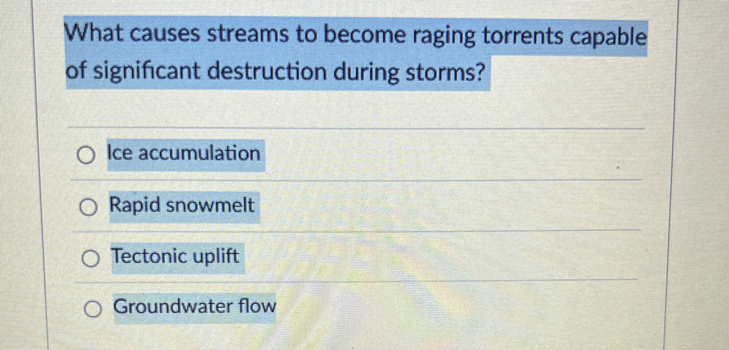 Solved What causes streams to raging torrents capable
