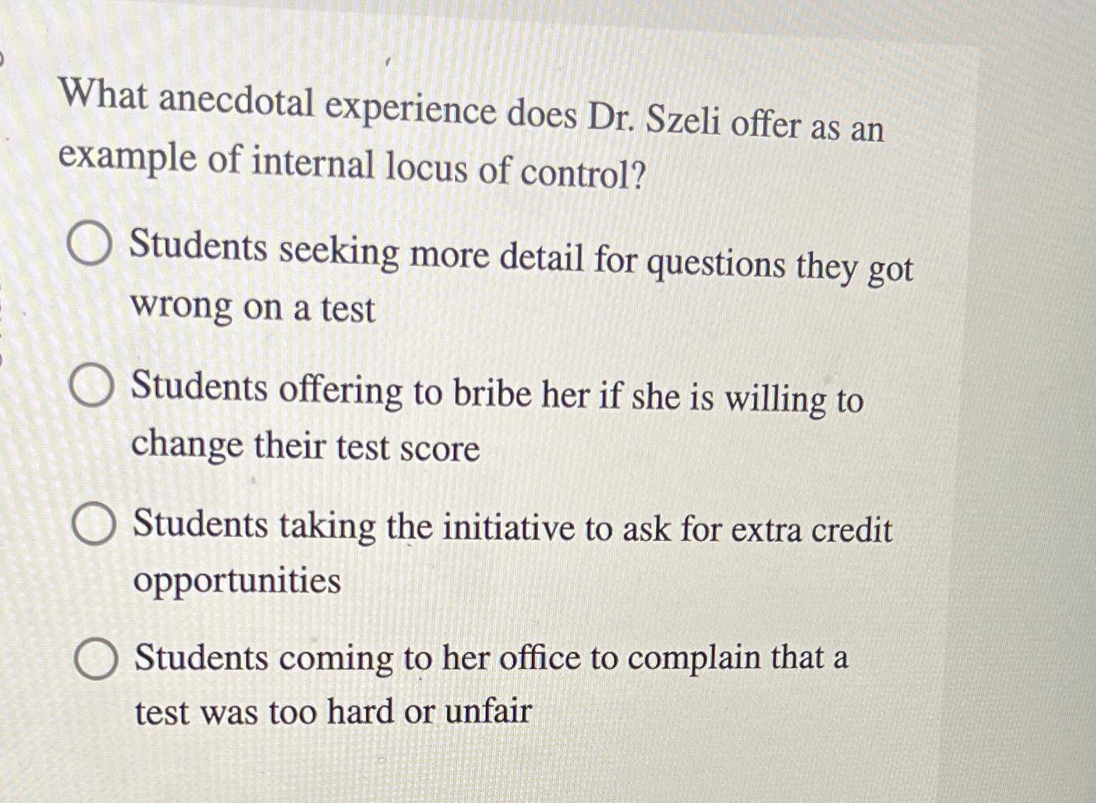 Solved What anecdotal experience does Dr. ﻿Szeli offer as an