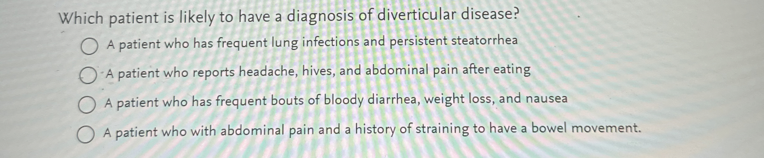 Solved Which patient is likely to have a diagnosis of