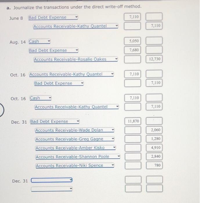 Solved b. Journalize the transactions under the allowance