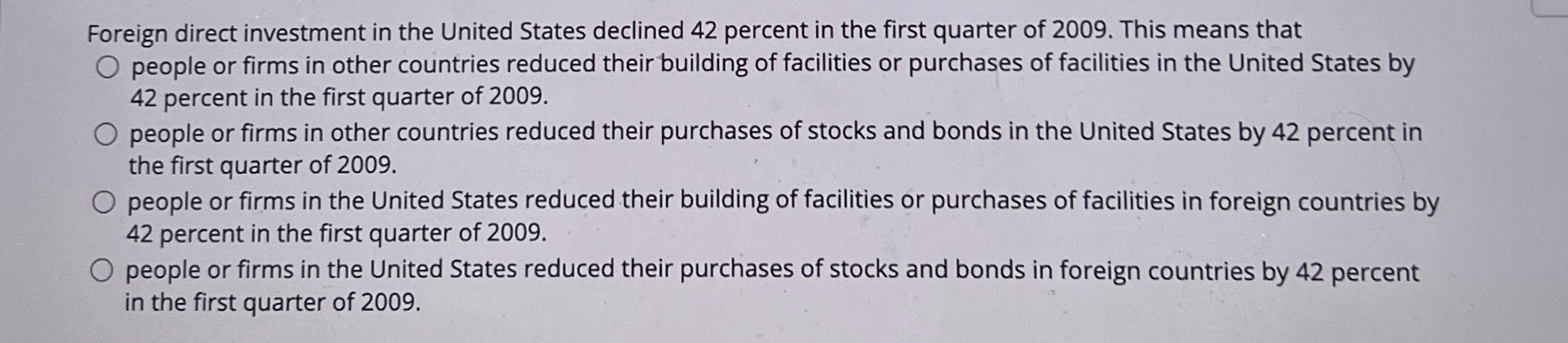 Solved Foreign direct investment in the United States