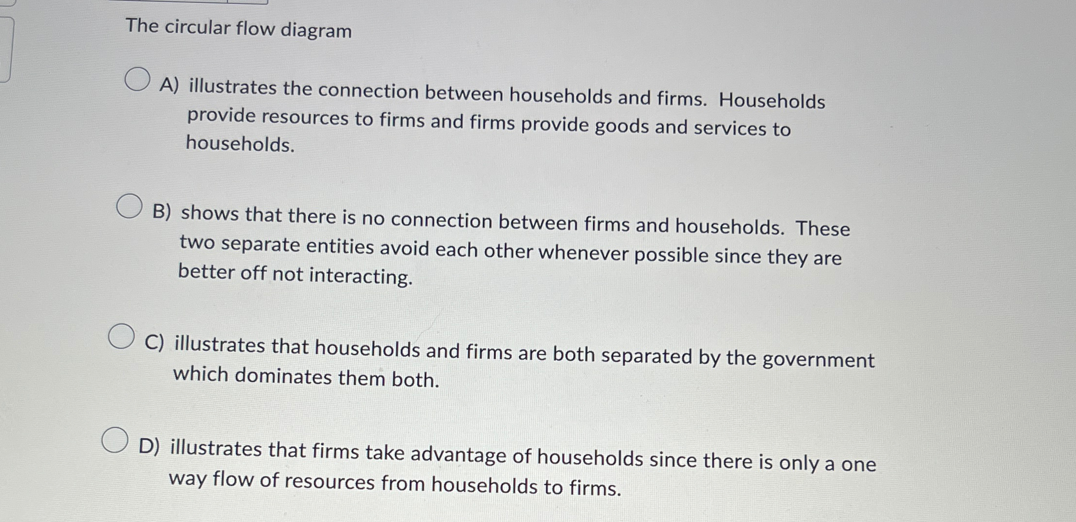 Solved The circular flow diagramA) ﻿illustrates the | Chegg.com