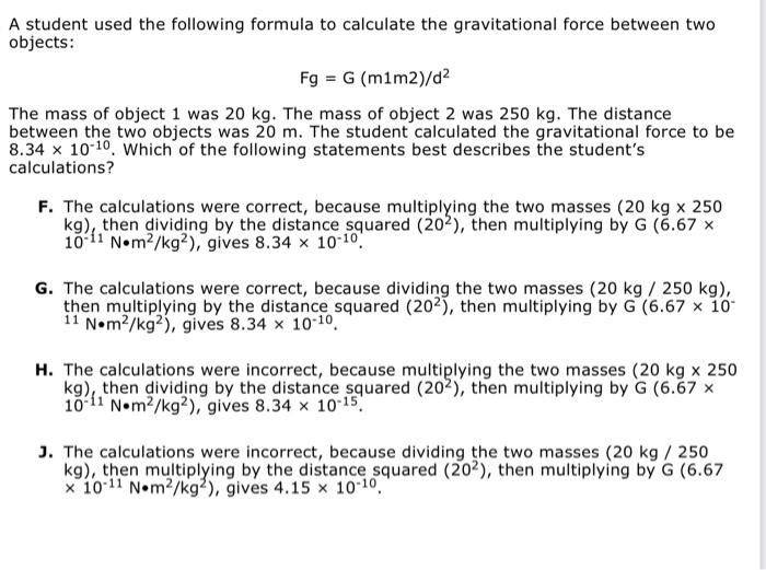 Solved A Student Used The Following Formula To Calculate The | Chegg.com