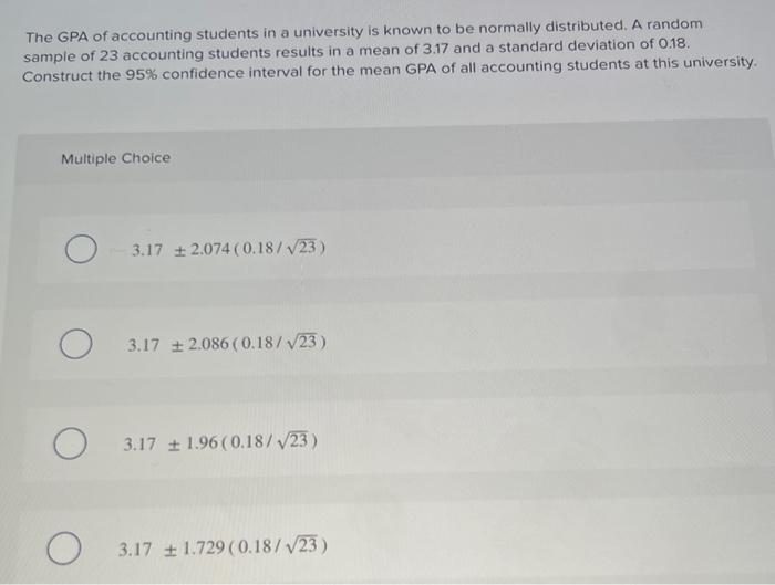 Solved The GPA of accounting students in a university is