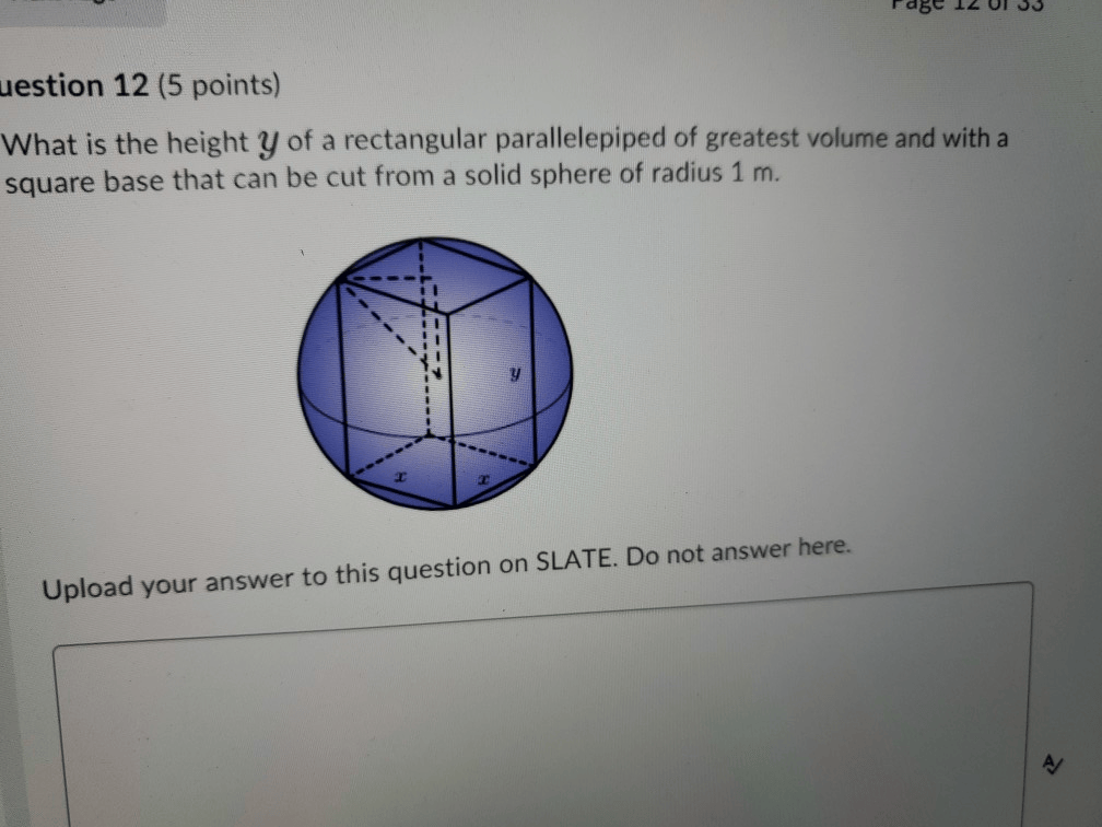 Solved Uestion 12 (5 Points) What Is The Height Y Of A Re...